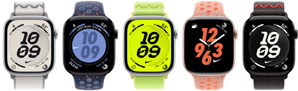 Apple Watch Series 11 با بند نایکی روی مچ دست هنگام دویدن