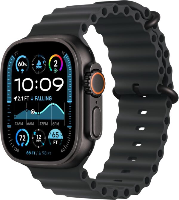 ساعت هوشمند اپل مدل Ultra 2 Black Titanium Case 49mm با بند اوشن – رنگ بدنه مشکی - Image 1
