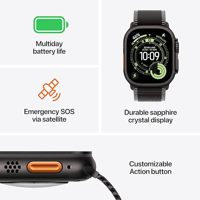719EsL-qpFL._AC_SX679_ ساعت هوشمند اپل مدل Ultra 3 Natural Titanium Case 49mm با بند آلپاین لوپ – رنگ بدنه مشکی - Image 7
