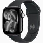 اپل واچ سری 11 سایز 42 میلیمتری رنگ بدنه مشکی جت بلک با رنگ بند مشکی